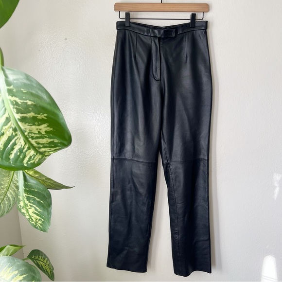 Vintage Pants - Vintage | Jacqueline Ferrar High Rise Straight Leg Leather Pants
